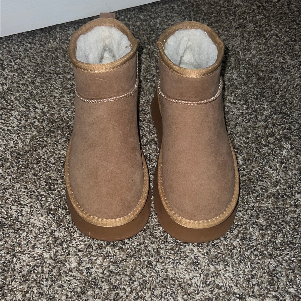 Cozy Brown Suede Winter Boots - Plush Lining